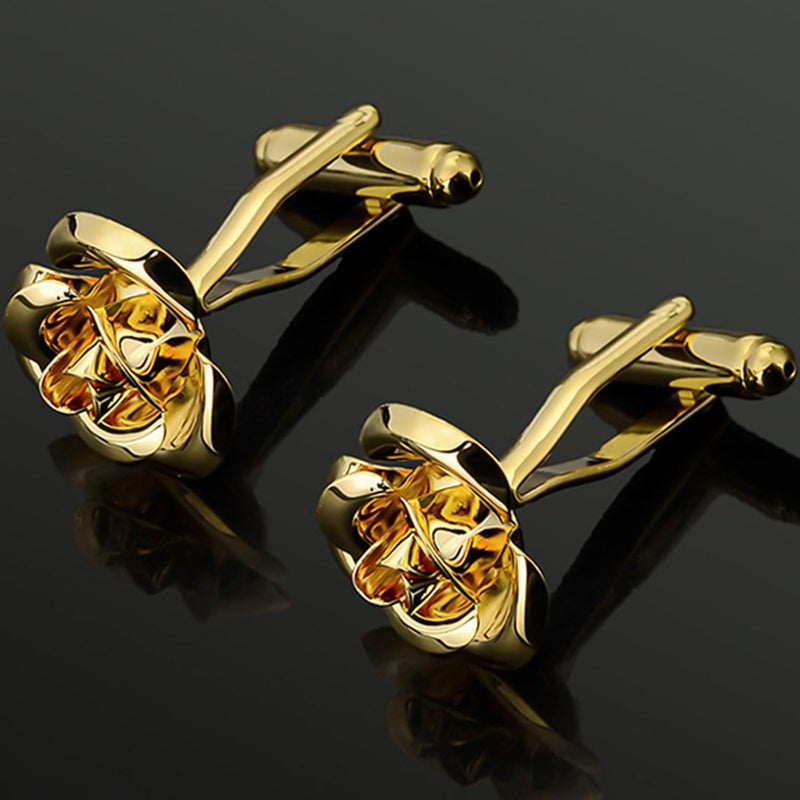 Jonwo Rose Gold Flower Shape French Shirt Jewelry Cufflinks Stainless Tuxedo Cuff Links Buttons With Gift Box for Business Wedding - Image 3